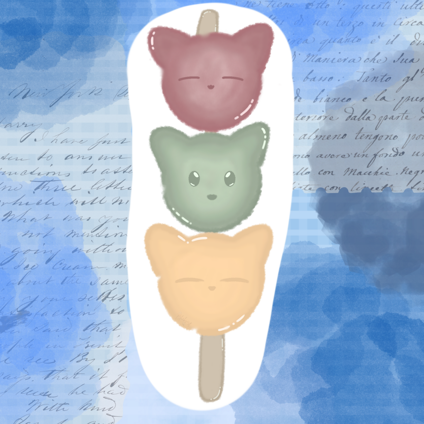 Meow-chi Skewer Matte Paper Sticker