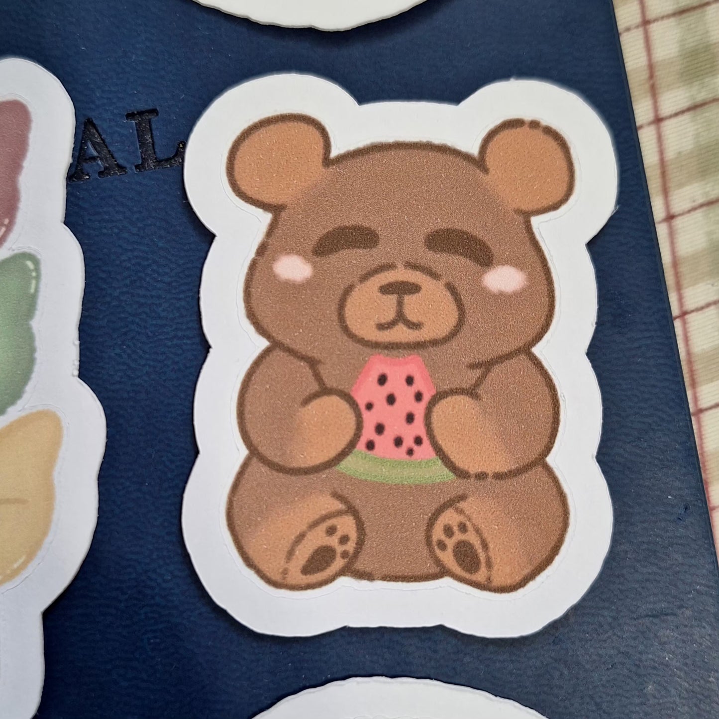 Watermelon Teddy Matte Paper Sticker