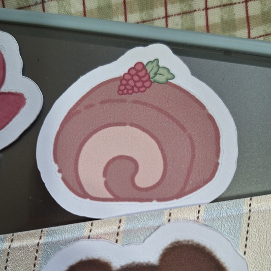 Berry Swiss Roll Matte Paper Sticker