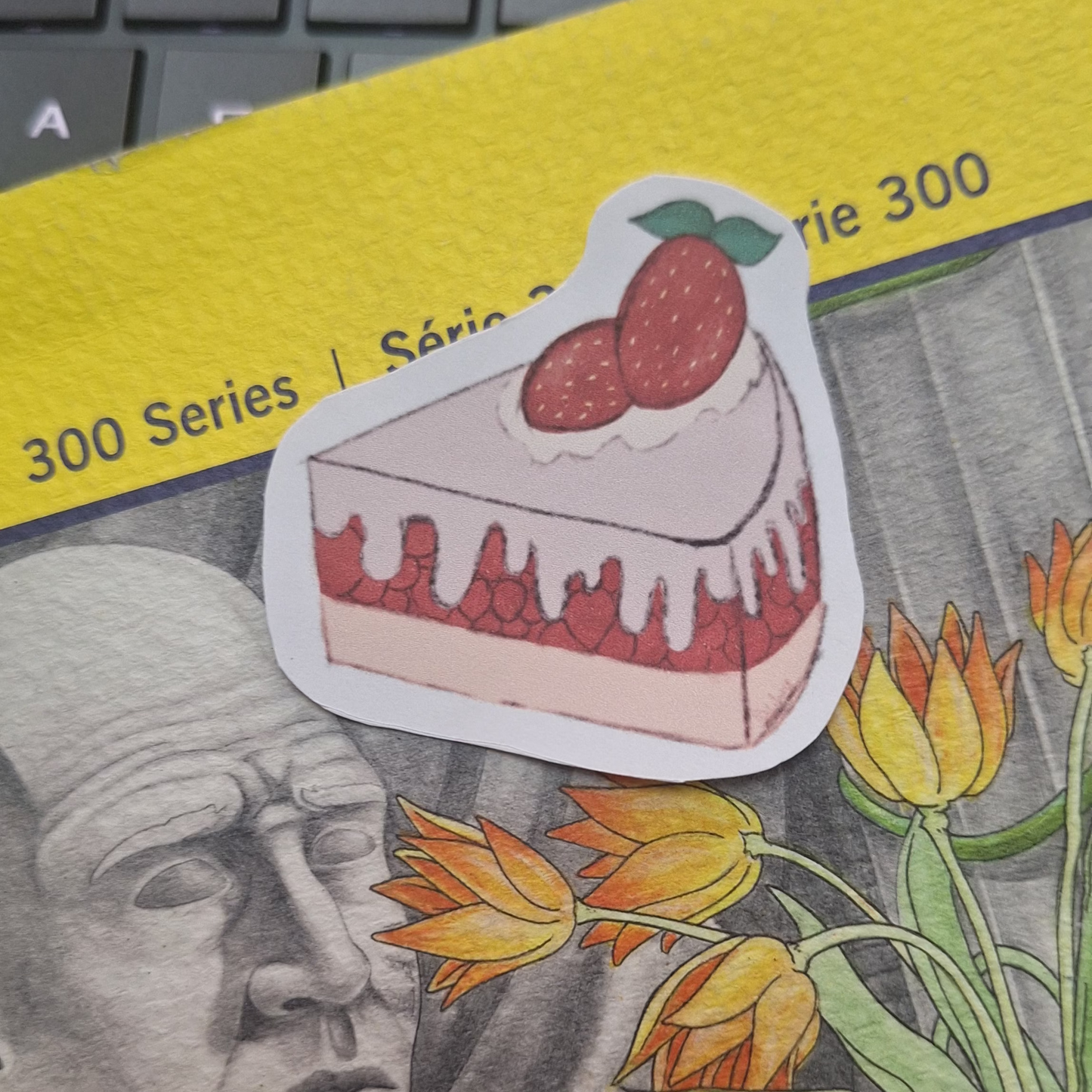 Strawberry Cake Matte Paper Sticker