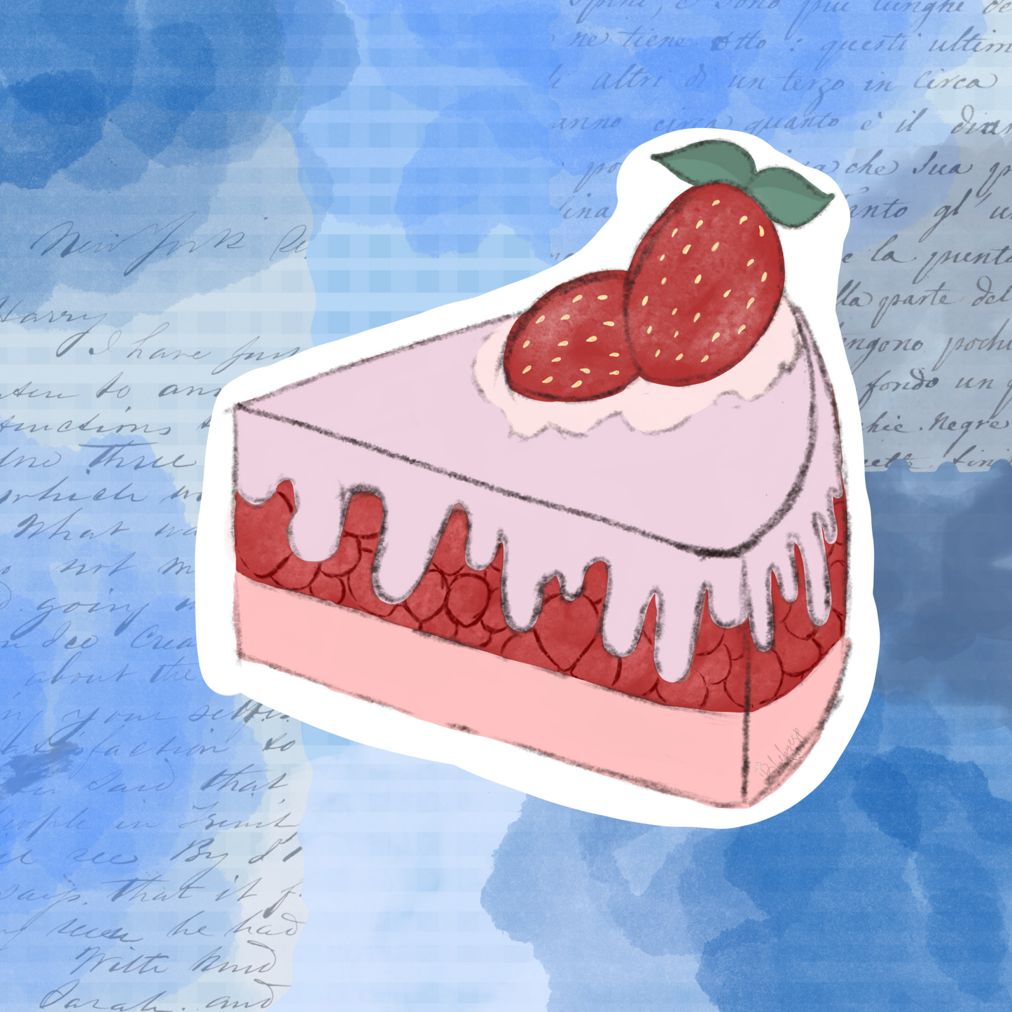 Strawberry Cake Matte Paper Sticker